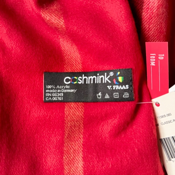 Cashmink Red Plaid Fringe Scarf Soft Lightweight Winter Wrap - Picture 9 of 10